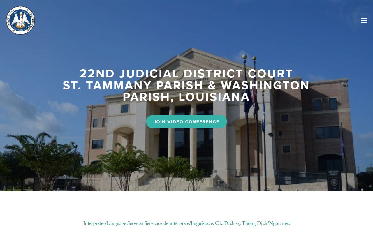 St. Tammany Parish 22nd Judicial District Court records homepage