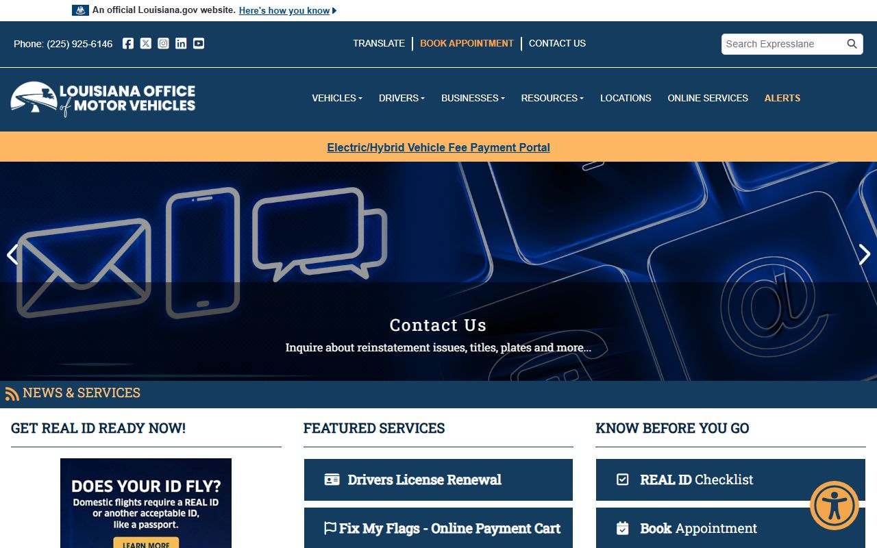 Louisiana OMV driver record portal for St. Tammany Parish traffic records