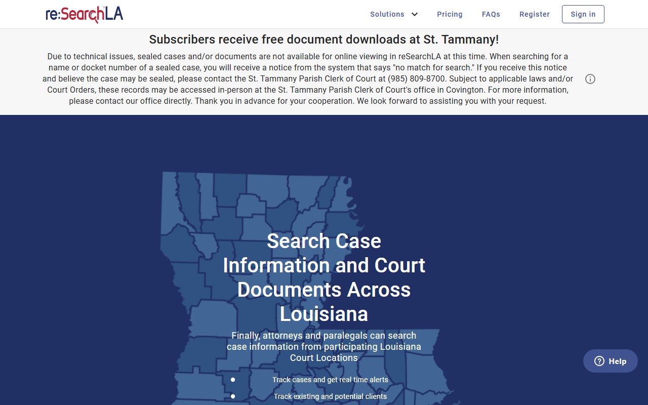 St. Tammany Parish court records search on the re:SearchLA portal